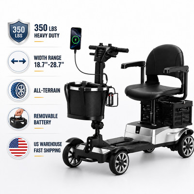 4 Wheel Mobility Scooter for Adults 350lbs Heavy Duty Wide Seat Electric Powered