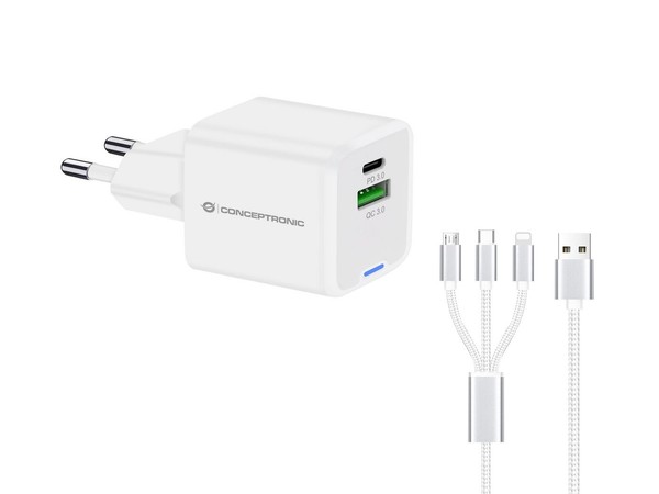 Conceptronic ALTHEA16W 2-Port 33W Gan Usb Pd Charger With 3-In-1 Charging C ~E~-image