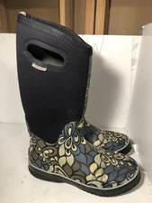 BOGS Classic High Le Jardin Waterproof Floral Rubber Rain Boots Womens Size 8