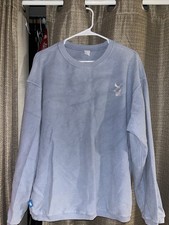 Dutch Bros Light Blue Corduroy Pullover Sweatshirt. White Embroider Logo.