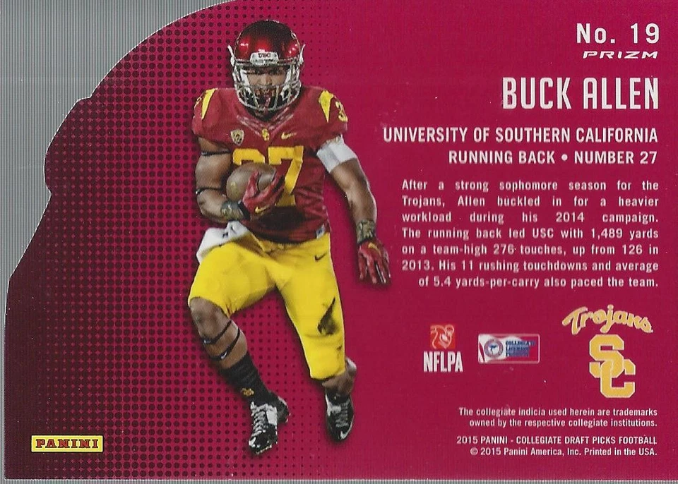 2015 Panini Prizm Draft Picks Helmet Die Cuts #19 Buck Allen - FB - Image 2 of 2