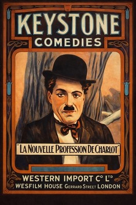   Keystone Comedies Poster - 1914 Charlie Chaplin Art Print - 24x36  - 200gsm