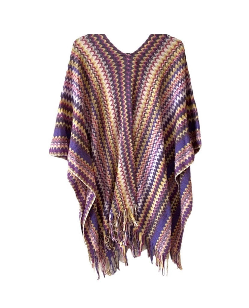 Missoni Womens Winter Poncho Knit Wrap Cape O/S Zig zag Pattern Italy NEW
