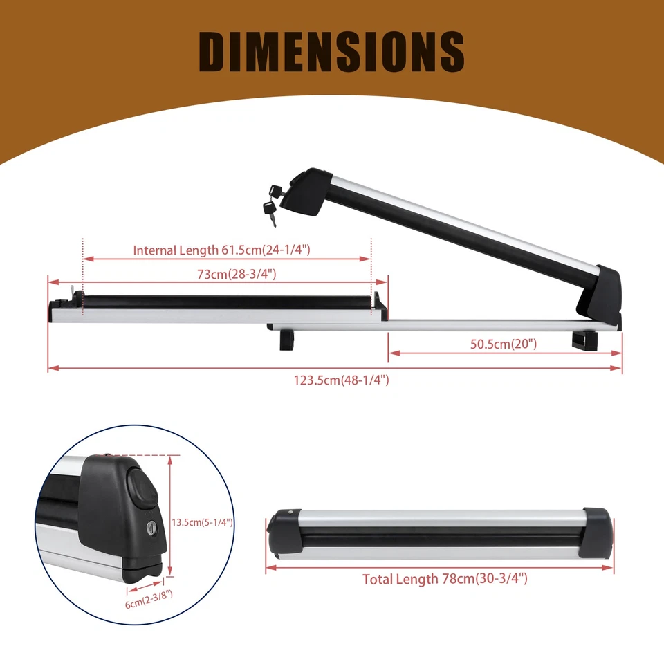 Barra transversal rack de teto para Porsche 911 997 31,5" alumínio esqui snowboard - Imagem 3 de 4