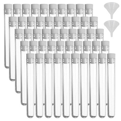 Lainrrew 50 Pcs Test Tubes Clear Plastic Test Tubes with Caps & 2 Funnels for...