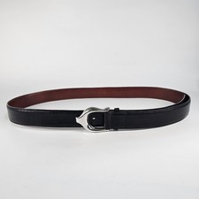 Brian Toohey Leather Belt 42 Black & Silver Hardware Croc Embossed Made In USA