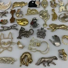 Lot 37 Vintage Now CAT Collection BROOCH Rhinestone Enamel Costume Jewelry