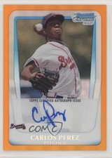 2011 Bowman Chrome Prospects Orange Refractor 3/25 Carlos Perez #BCP108 Auto 0c6