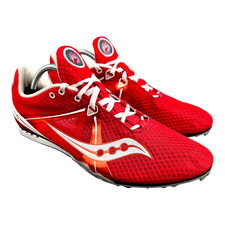 Saucony Velocity 5 Spikes Red Low Top Track Running Lace up Shoes Mens Size 12
