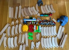 70 pcs: 4 BRIO Sets 1 IKEA Set Train Railway Complete Wooden Toys Ship Figures