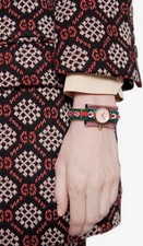 Gucci Vintage Web Pink Mother Of Pearl Dial Two Tone Plastic Strap Watch