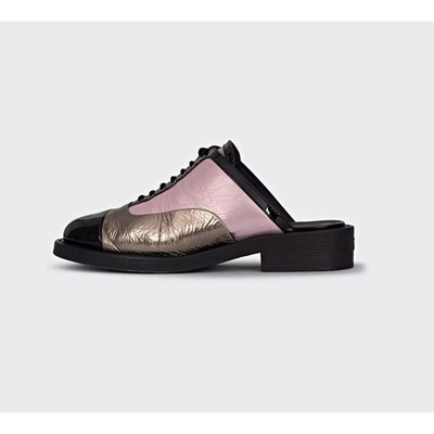 Chanel Tricolor Lace-Up Clogs Sz.38.5