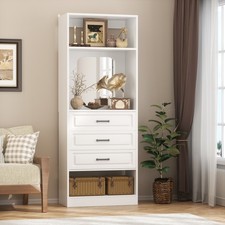 25'' Freestanding Walk-in Closet Organizer System with 3 Wooden Drawers Mirror