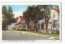 Redding California CA Postcard 1926 Homes North Market Street