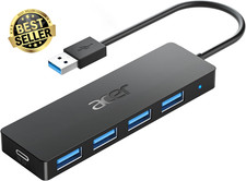 USB Hub, 4 Ports (5Gbps,Ultra-Slim) USB 3.0 Expander Type a Splitter for Mouse, 
