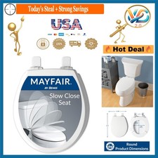 Cassel White Slow Close Toilet Seat Wood Non Slip Easy Install Round