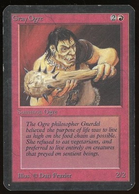 1993 MTG Magic the Gathering Card Alpha Gray Ogre Raw MP Gaming Card TCG