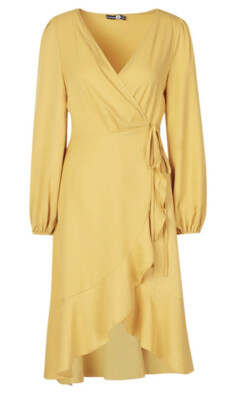 ruffle wrap skater dress Buy Boohoo Long Sleeves Satin Ruffle Wrap Skater Dress In Green