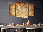 Mozaika Puzzle Vintage World Map Retro Map 4 Piece Panel Canvas Wall Art Decor