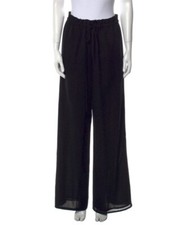 Vintage EMANUEL UNGARO Liberte Wide Leg Pants Size S Black High Waist Drawstring