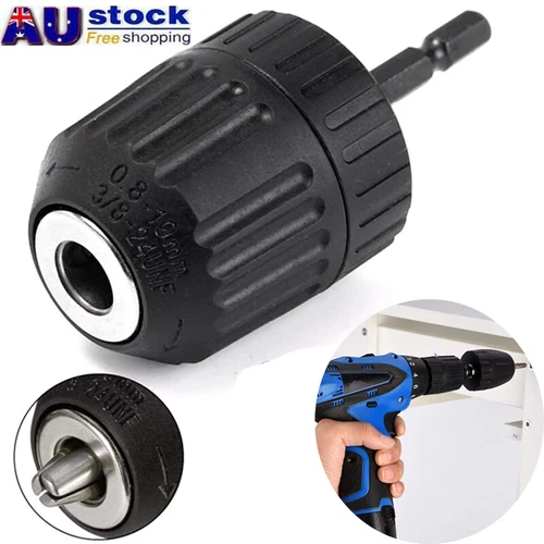 Keyless Drill Bit Chuck Adapter 1/4" Hex Shank For Impact Driver 0.8-10mm New