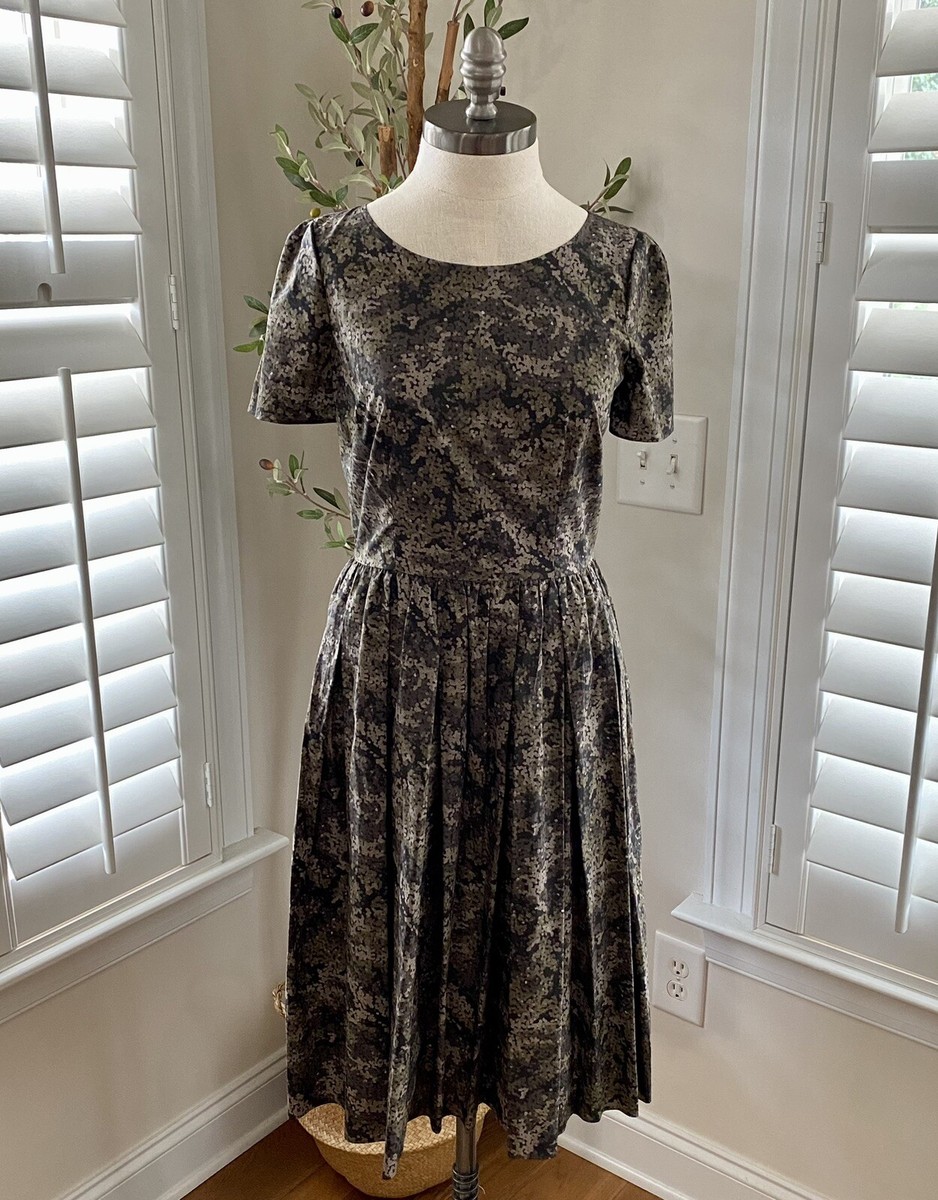 DOLCE GABBANA DRESS PRINT FLARED SKIRT SHORT SLEEVE $2,600 IT 40