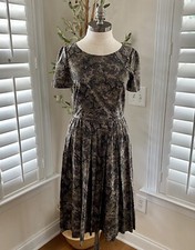 DOLCE & GABBANA DRESS PRINT FLARED SKIRT SHORT SLEEVE $2,600 IT 40 US 4