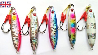 Okami Sea Fishing Holographic Slow Pitch Jigging Lures 100g-150g Assist Hooks UK