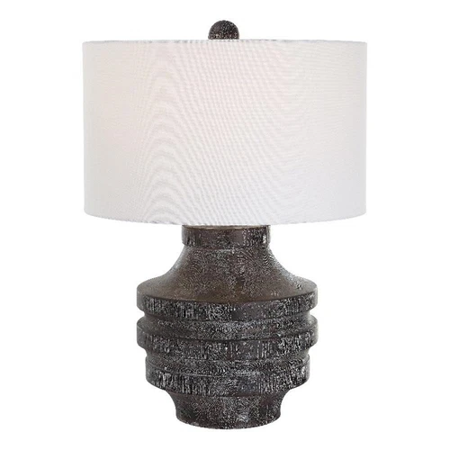 Uttermost Timber Contemporary Cotton and Resin Iron Table Lamp in White - Picture 2 of 8