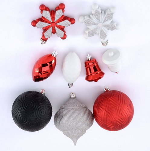 18 shatter Proof Christmas Tree Decoration Ball Hanging Ornament Red white Black - 第 1/6 張圖片