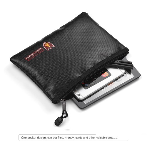 Small Fireproof Document Bag Pouch Silicone Coated Fiberglass Safe Money Holder - Picture 7 of 8