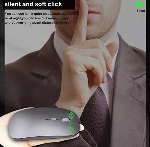Dual Mode Wireless Bluetooth Mouse Rechargeable LED Silent Slim Laptop Mouse Sil - Picture 6 of 13