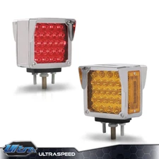 Three Stud Mount 2 Face Red/amber Pedestal Fender Light 52 Led With Visor RH& LH