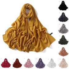 Women's Chiffon Scarves Solid Color Headscarves Soft Hijabs Muslim Shawls Wraps