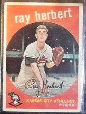 1959 Topps Baseball Card Of Ray Herbert #154 EX+