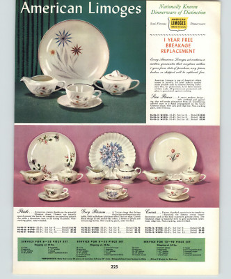 1956 PAPER AD American Limoges China Star Fower Thistle Crocus Ovington's Fifth
