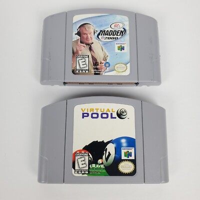 Virtual Pool 64 (Nintendo 64, 1998) + Madden 2000 N64 Lot Tested and Authentic
