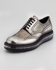 Prada vintage wingtip metallic derby shoes men 8.5
