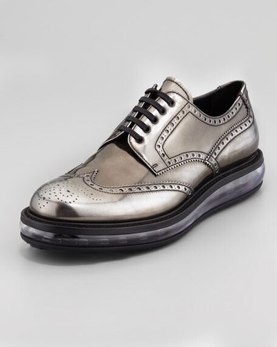 Prada vintage wingtip metallic derby 