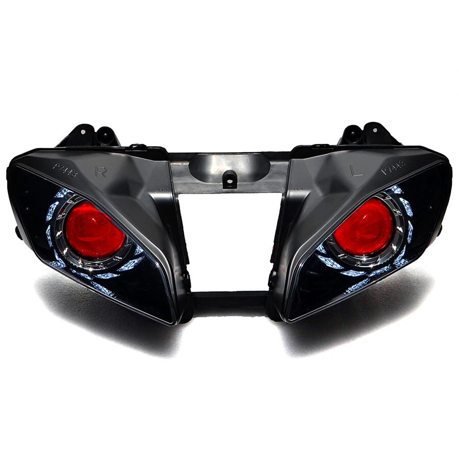 Custom Headlight For Yamaha YZF R6 2008-2014 White Angel Eyes Red Demon Eyes LED - Изображение 3 из 4