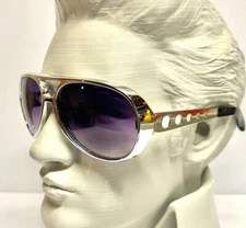 ELVIS 70’s Style Aviator sunglasses. NWT - Chrome w/ purple. Metal Arms.