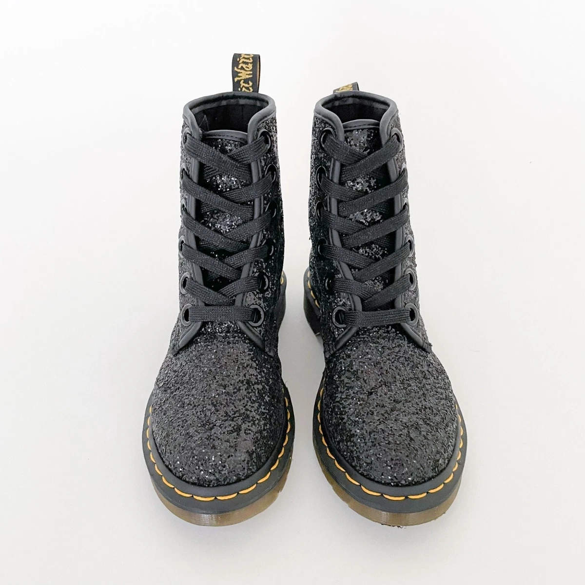 Dr. Martens 1460 Farrah Chunky Glitter Lace Up Boots Size 5 Black