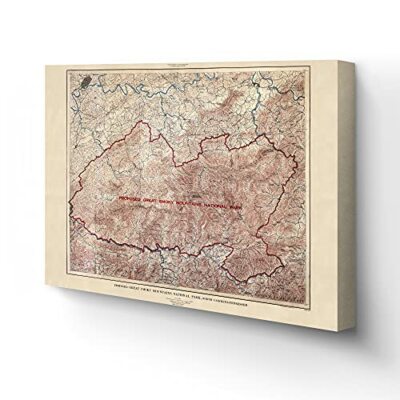 1926 Proposed  Great Smoky Mountains National Park Map - Canvas Wrap Wall Art