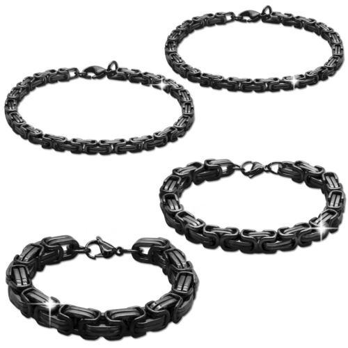 Bracelet en acier inoxydable noir 22 cm chaîne royale hommes bijoux massifs bracelet 5-12 mm - Photo 1/5