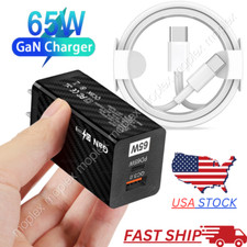65W GaN USB Type C Charger QC 3.0 PD Power Adapter For iPhone 15 16 Pro Samsung