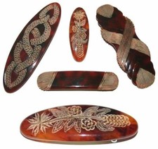 Barrette Hair Clip Ornate French Vintage Women Brown Wahba Hand Made in France