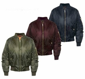 Womens Retro MA1 Non Padded Classic Bomber Biker Jacket Vintage Girls Zip Jacket