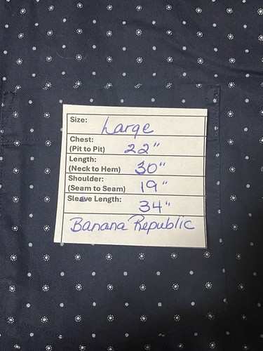 Banana Republic Navy Abstract Print Slim Stretch Fit Button Down Men’s Large - Picture 5 of 5