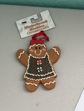 Gingerbread Girl Frosted Cookie Cutter Christmas Ornament 4” NEW