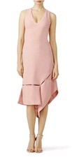 Prabal Gurung Dress Sz 6 Pink Blush Tea Rose Side Slash V Neck Sleeveless Pastel